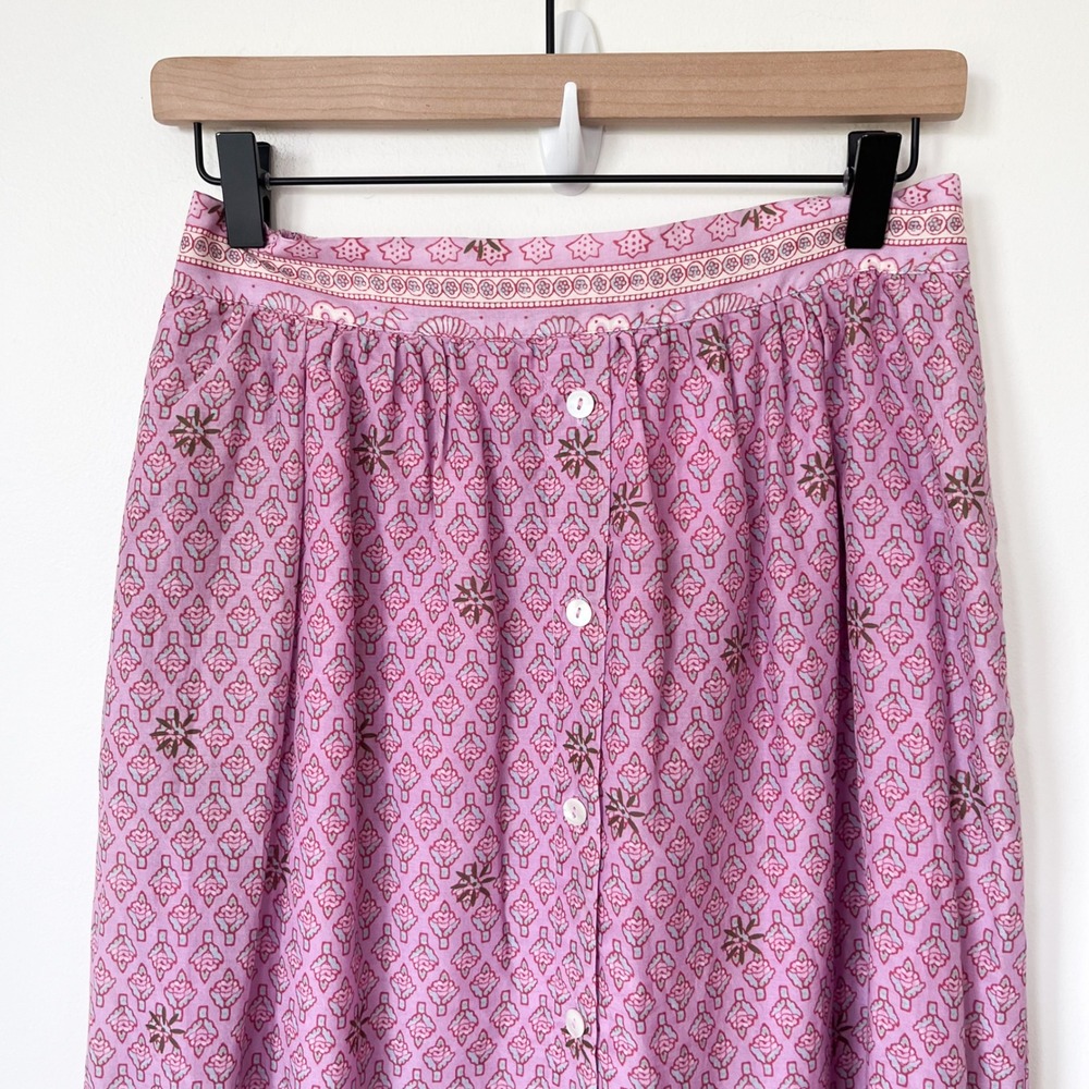 NEW Xirena Taryn Cotton Silk Midi Skirt Pink Posey Womens Medium - Picture 3 of 11